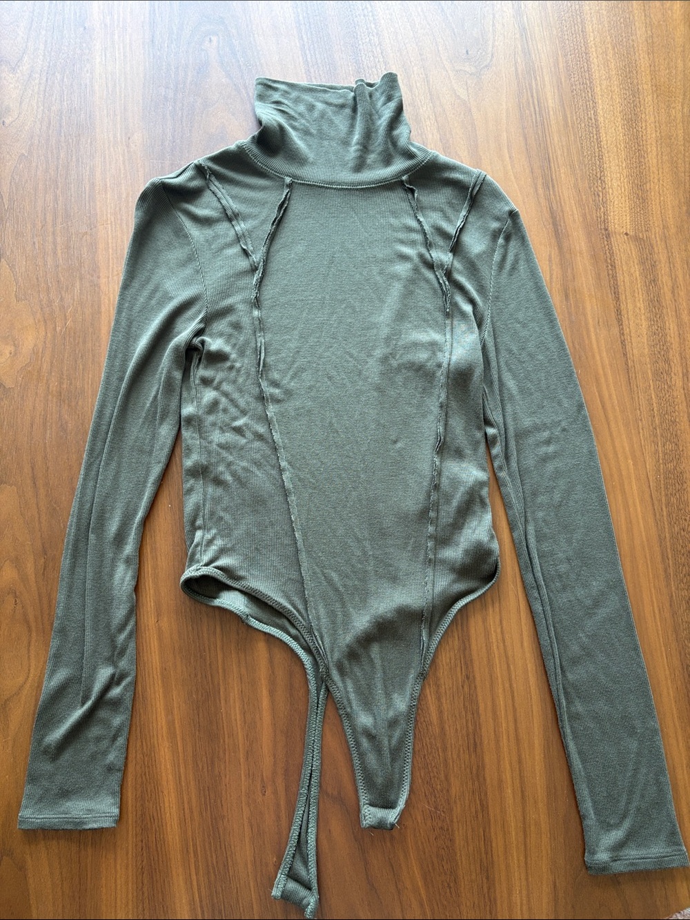 Urban Outfitters Olive Turtleneck Long-Sleeve Bodysuit